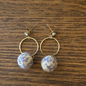 Elegant Gold and Purple Dangling Fashion Drop Hoop Earrings